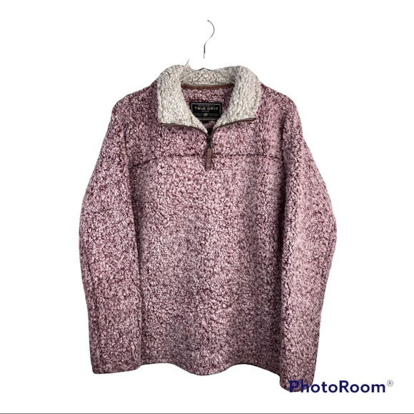 True Grit Burgundy Sherpa Pullover Fleece  Jacket - Picture 10 of 10